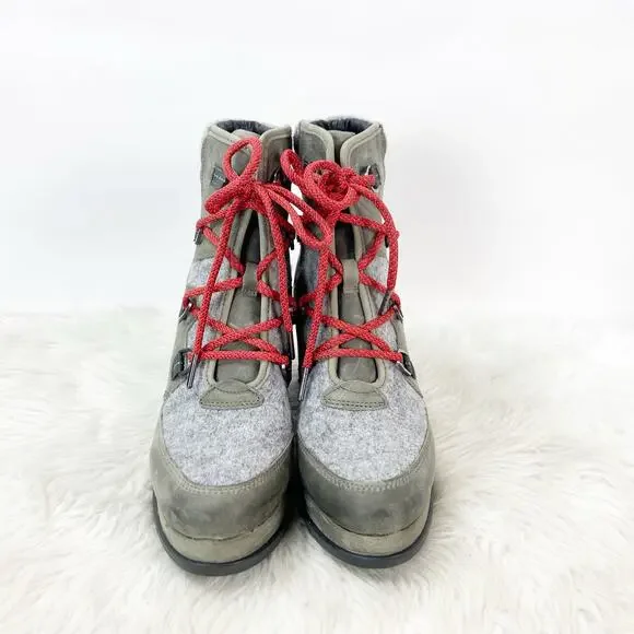 NWOB Sorel US 11 Womens Quarry Grey Blake Lace-Up Block Leather Waterproof Boots - Picture 7 of 11